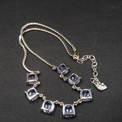 Swarovski Swan Logo Necklace, Blue Lavender Crystals, Art Deco Style Vintage
