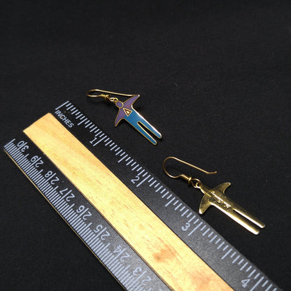 Vintage Laurel Burch Person Enamel 1980s Earrings, Gold Plated