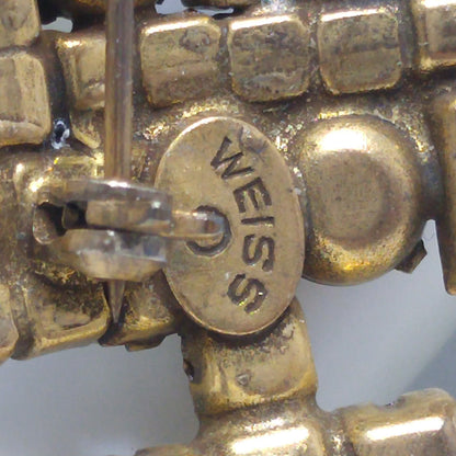 Weiss Christmas Tree Brooch, Five Baguette Candles, Book Piece, 1950s Vintage