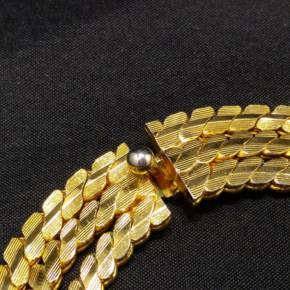 Hobe Curb Chain Necklace, Three Strands, Gold Plated, 1960s Vintage Jewelry
