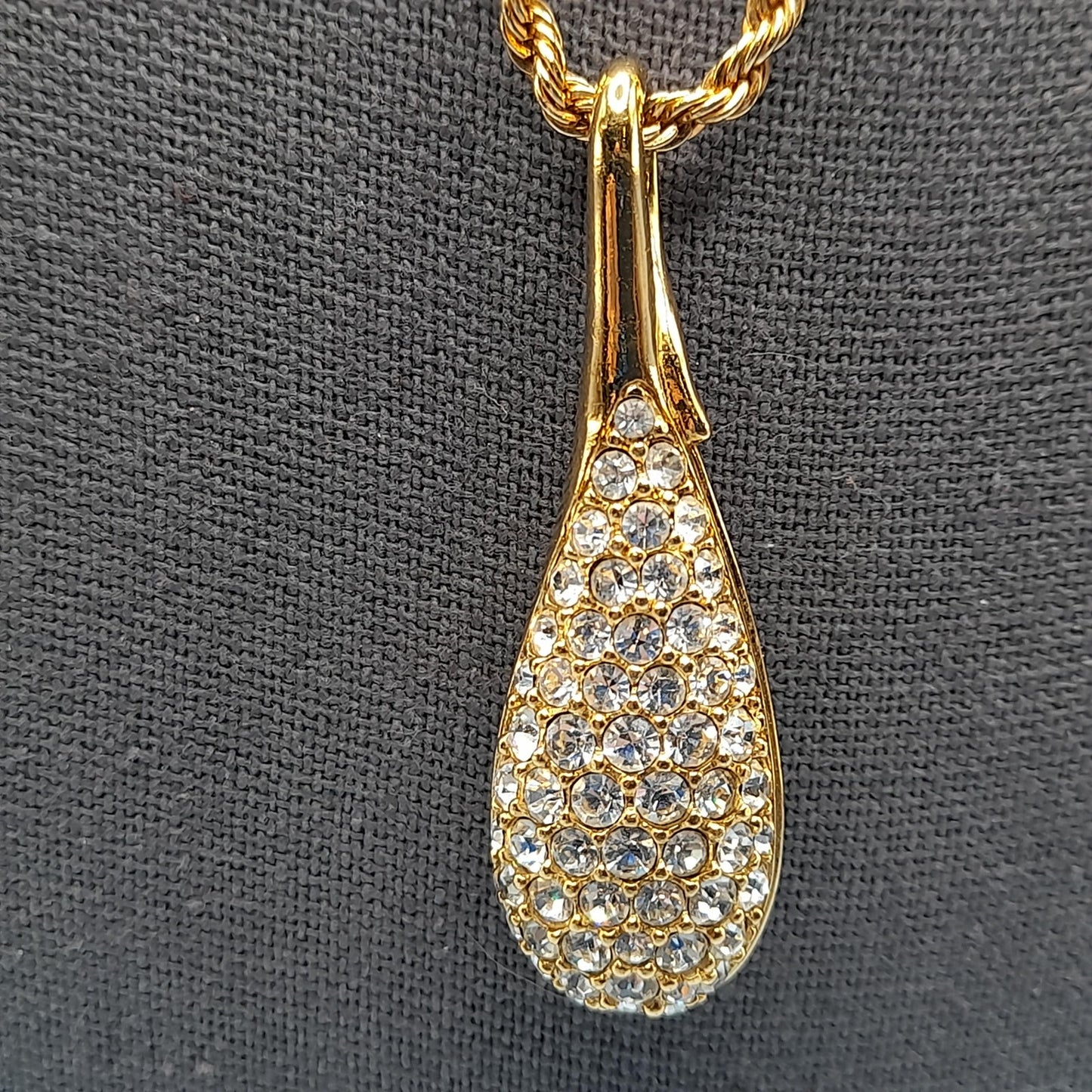 Swarovski Clear Rhinestone Long Pendant Necklace, 30 Inches, Swan Logo