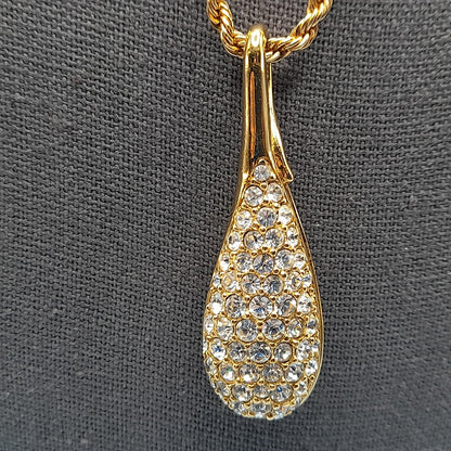 Swarovski Clear Rhinestone Long Pendant Necklace, 30 Inches, Swan Logo