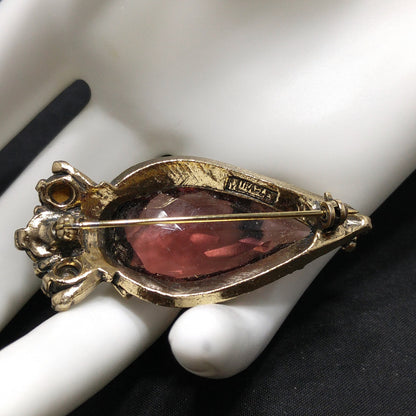 Miracle Purple Rhinestone Cabochon Brooch, 1950s Vintage Jewelry