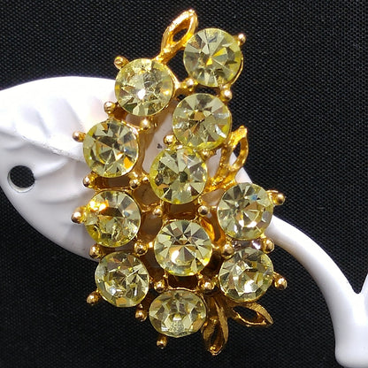Weiss Light Jonquil Rhinestone Earrings, Gold Plated, Ear Climber, 1960s Vintage Jewelry