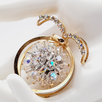 Vintage Aurora Borealis Crystal Fruit Brooch – Rhinestone Beaded Mid Century Jewelry