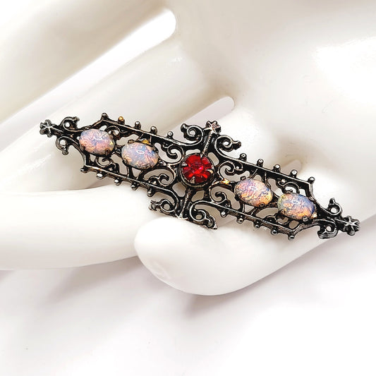 Vintage Sarah Coventry Pin, Victorian Style Brooch, Dragon's Breath Brooch, Sterling Silver Brooch