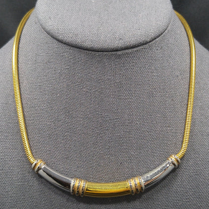 Crown Trifari Two Toned Choker Necklace, Gold Plated, 1960s Vintage Jewelry