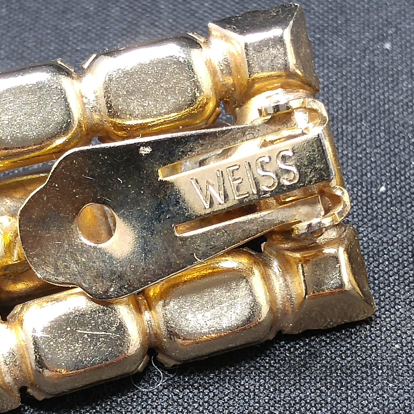 Weiss Aurora Borealis Emerald Cut Earrings, Gold Plating, 1960s Vintage Jewelry