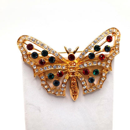 Eisenberg Ice Rhinestone Butterfly Brooch, 1980s Vintage Jewelry