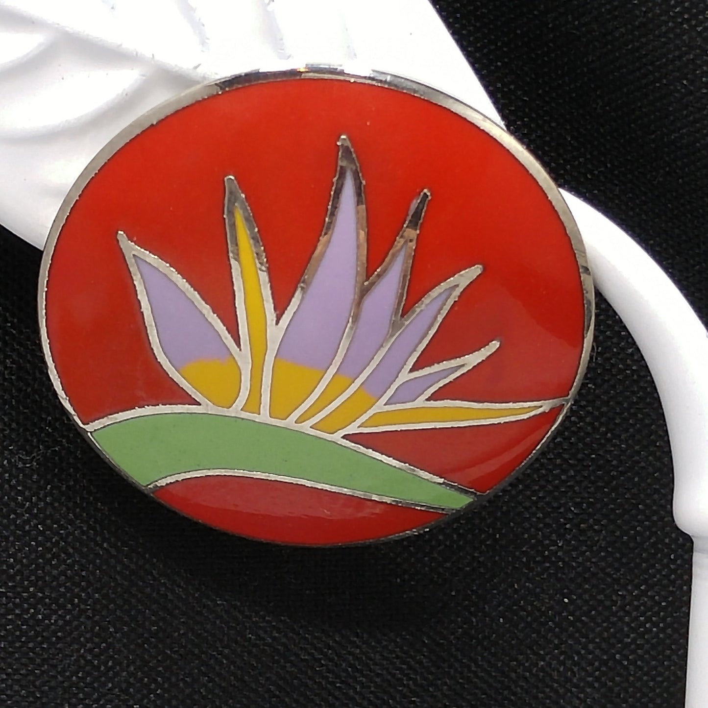 Vintage Laurel Burch Bird of Paradise Post Earrings, Rhodium Plated