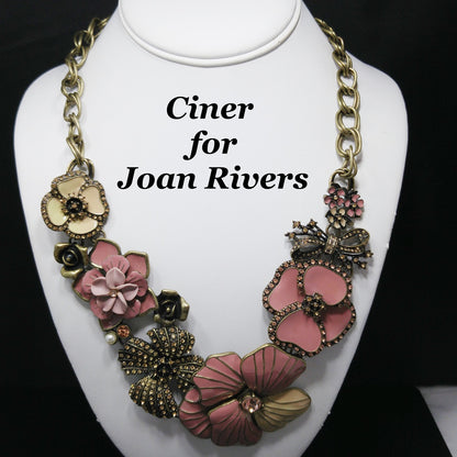 Vintage Ciner for Joan Rivers Pink Enamel Necklace, Classic Collection, 1990s