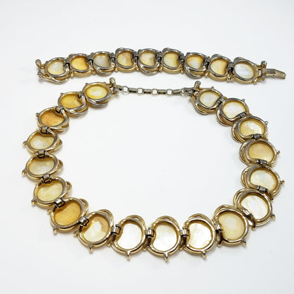 Boucher MOP Disk Necklace & Bracelet, Mother of Pearl, 1950s Vintage Jewelry