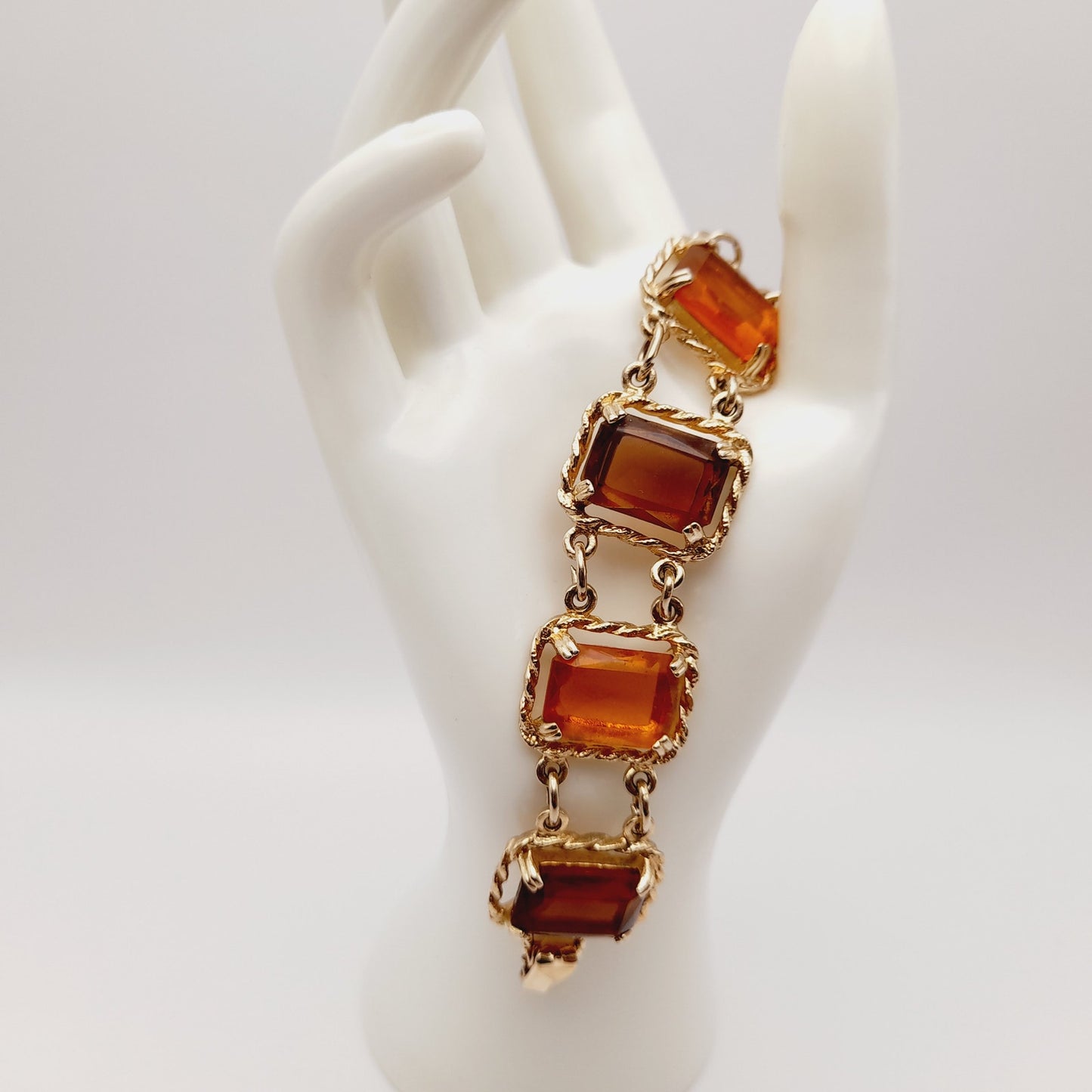 Vintage Sarah Coventry Light Dark Topaz Link Bracelet 1970s