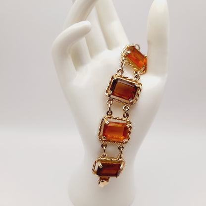 Vintage Sarah Coventry Light Dark Topaz Link Bracelet 1970s