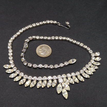 Kramer of New York Clear Crystal Choker Necklace, Wedding Bridal, 1950s Vintage Jewelry