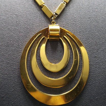 Monet Pendant Necklace, Gold Plated, Book Piece, 1960s Vintage Jewelry