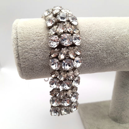 Vintage Eisenberg Ice Wide Rhinestone Bracelet | 1950s Bridal Statement