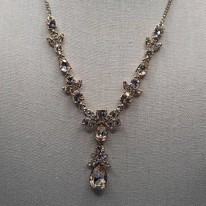 Vintage Givenchy Necklace & Earrings Set – Gold Tone Crystal Teardrop Jewelry