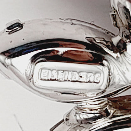 Eisenberg Purple Rhinestone Brooch & Earrings Set Vintage Rhodium Mid Century