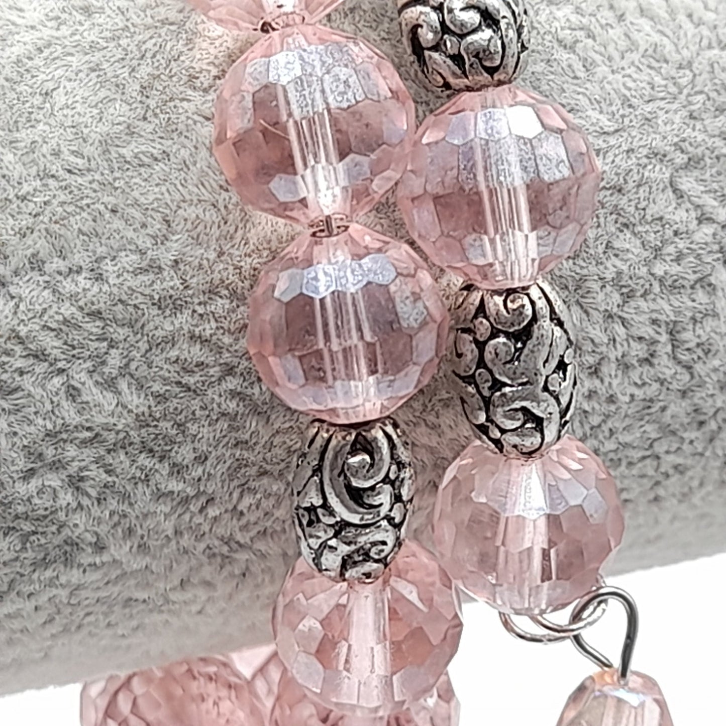 Vintage Pink Crystal Beaded Memory Wire Bracelet or Choker Necklace – 15 Inch Convertible Jewelry