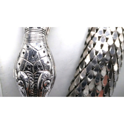 Whiting & Davis Snake Mesh Necklace Bracelet 1970s Egyptian Revival Book Piece