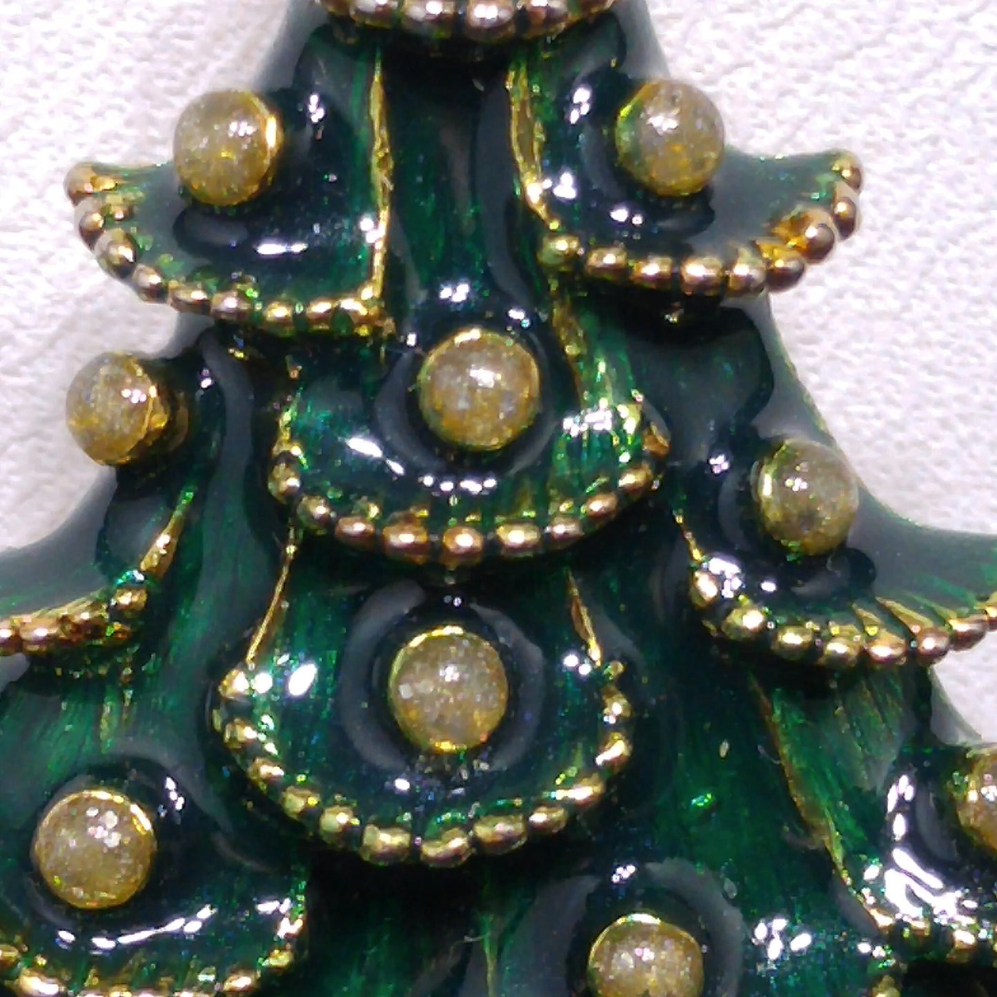 Eisenberg Ice Christmas Tree Brooch Green Enamel Red Trunk Vintage 1970s