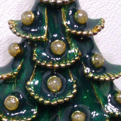 Eisenberg Ice Christmas Tree Brooch Green Enamel Red Trunk Vintage 1970s