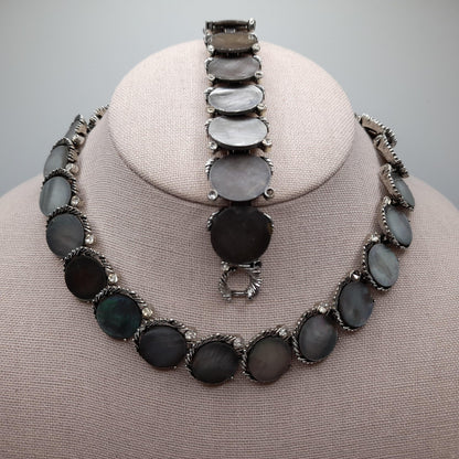 Vintage Lisner Mother of Pearl Necklace Bracelet Set, 1960s