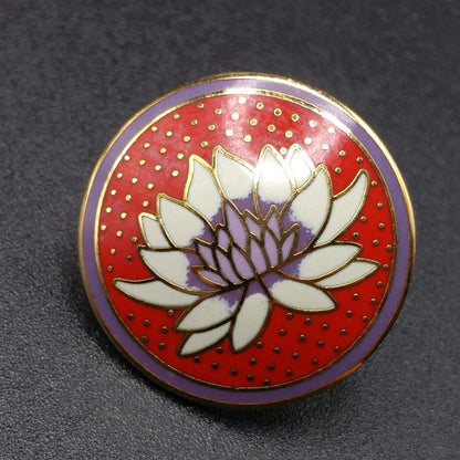Vintage Laurel Burch "Tibetan Lily" Post Earrings, Red White Purple Enamel