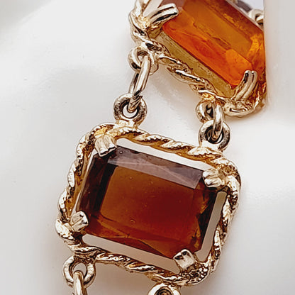 Vintage Sarah Coventry Light Dark Topaz Link Bracelet 1970s