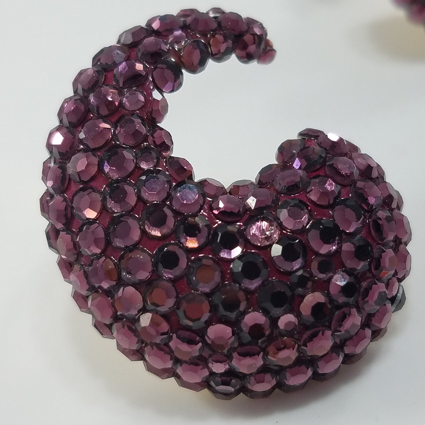 Vintage Richard Kerr Clip Earrings 1980s Encrusted Purple Swarovski Flat-Backs