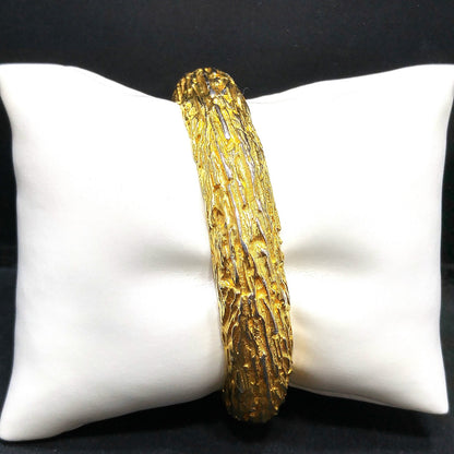 Vintage Hattie Carnegie Hinged Clamper Bracelet, Gold Plated, 1970s