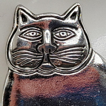 Vintage Laurel Burch Cat Brooch, Rhodium Plated, 1980s Vintage Jewelry
