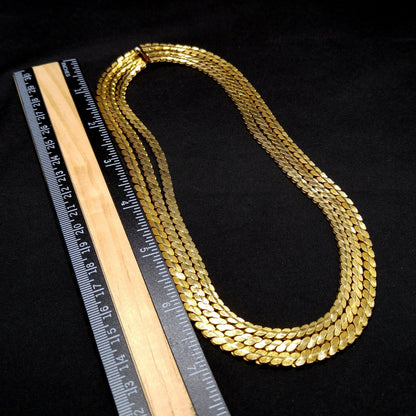 Hobe Curb Chain Necklace, Three Strands, Gold Plated, 1960s Vintage Jewelry