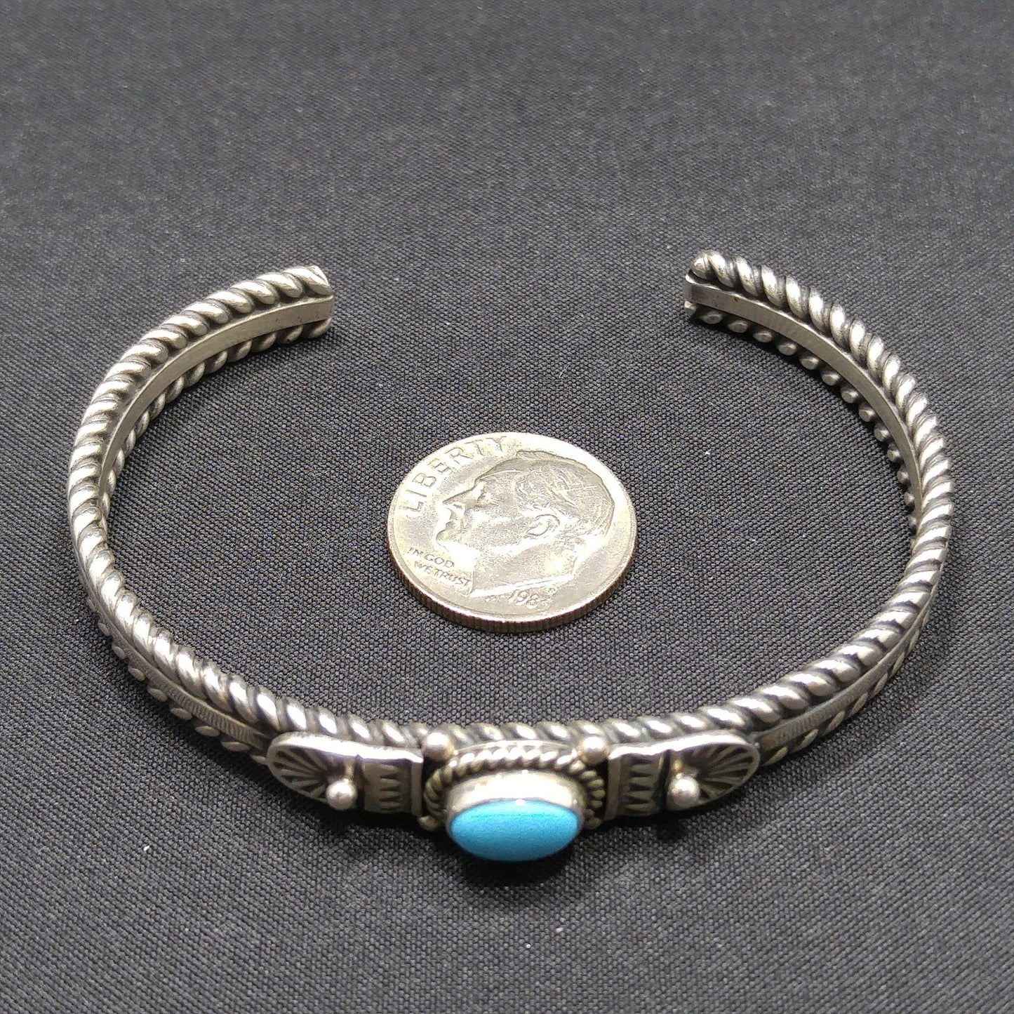 Silver Cuff Gemstone Bracelet, Stamped STERLING N, 1980s Vintage Jewelry