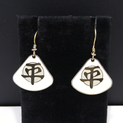 Vintage Laurel Burch Tranquility Earrings, Gold Plated, Cream Enamel