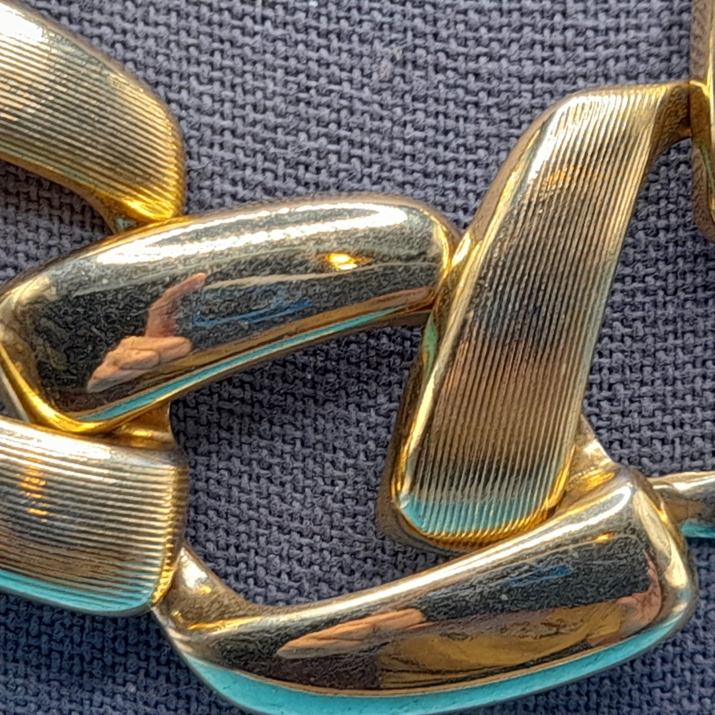 Vintage Chain Choker Necklace, Interlocking Gold Tone, 1980s