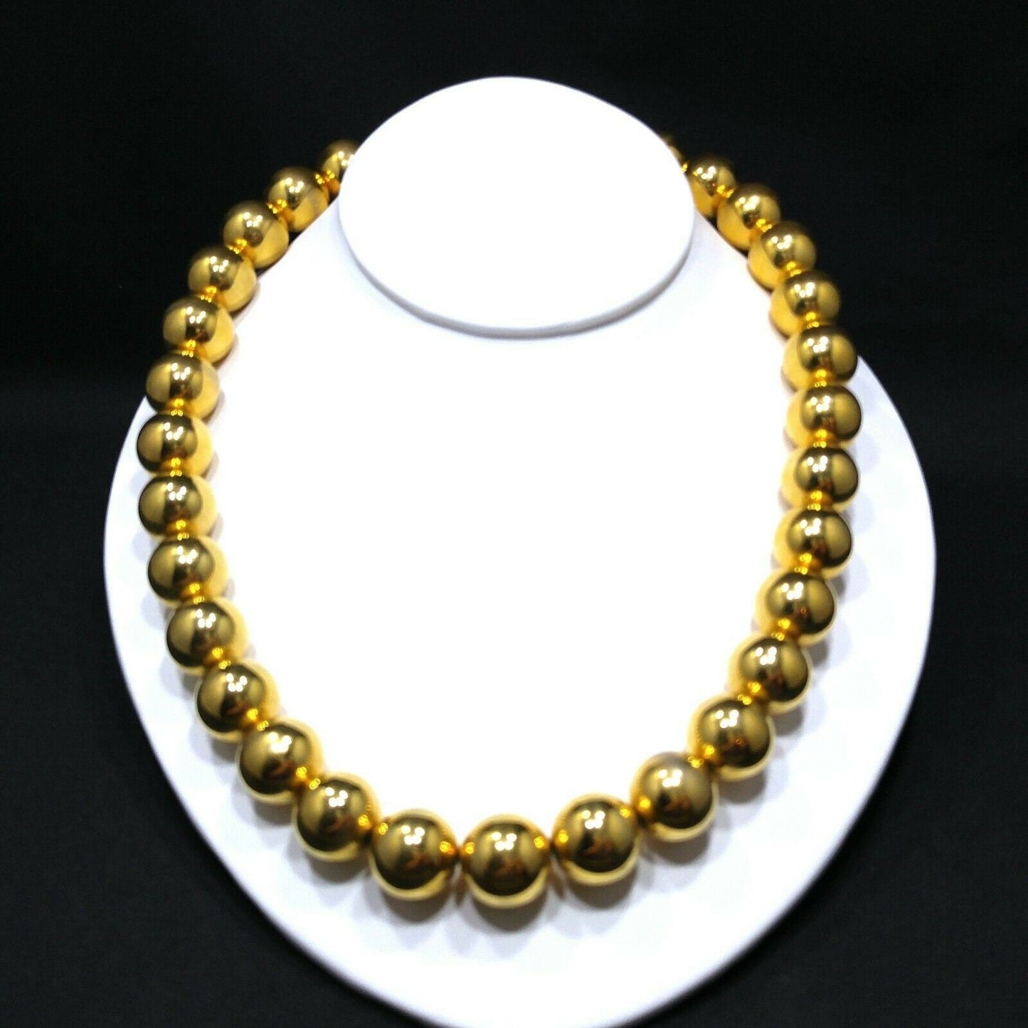 Vintage Monet Gold Plated Beaded Necklace 15mm Beads 1950s–1960s