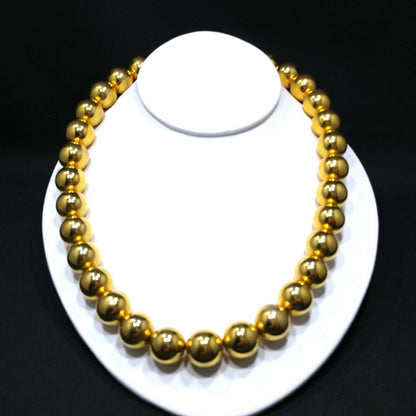 Vintage Monet Gold Plated Beaded Necklace 15mm Beads 1950s–1960s