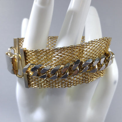 Hattie Carnegie Mesh Chain Bracelet, Gold Plated, 1950s Vintage Jewelry