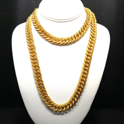 Miriam Haskell Gold Plated Chain Necklace, Large Links, 57 Inches, 1950s Vintage Jewelry