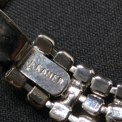 Kramer Clear Rhinestone Bracelet, Rhodium Plated, 1950s Vintage Jewelry