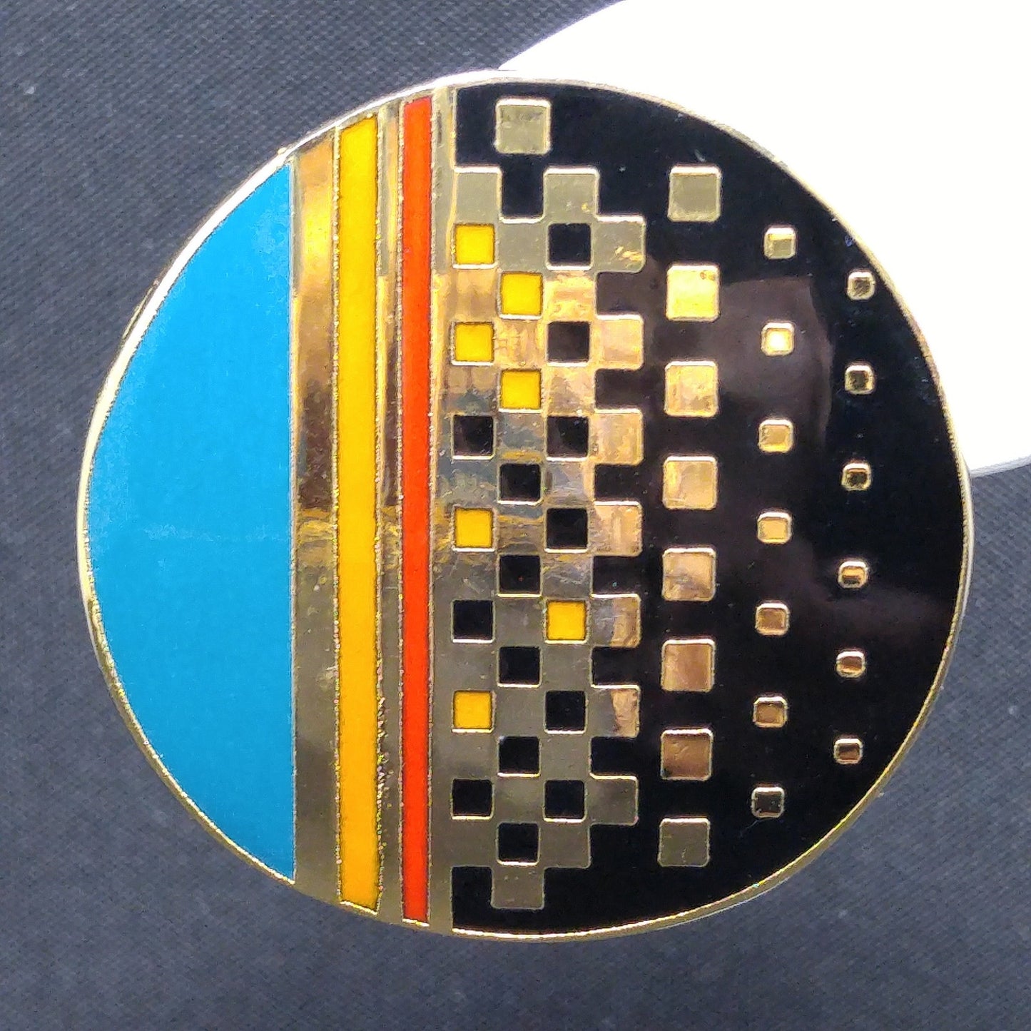 Laurel Burch "RAJI" Post Earrings, Round Enamel Cloisonne, Geometric Design