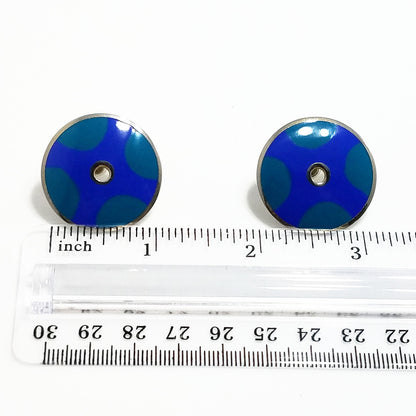 Laurel Burch "Medina" Disk Earrings, Modern Design, Gold Filled Posts, 1990s