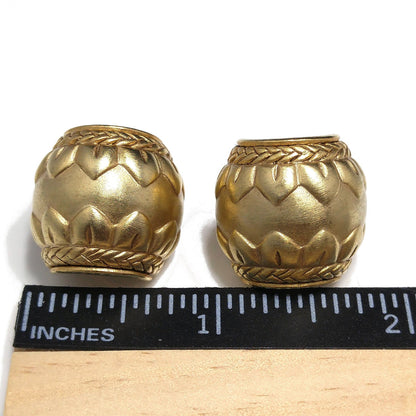 Oscar de la Renta Wide Clip Earrings, Gold Plate, 1980s Vintage Jewelry