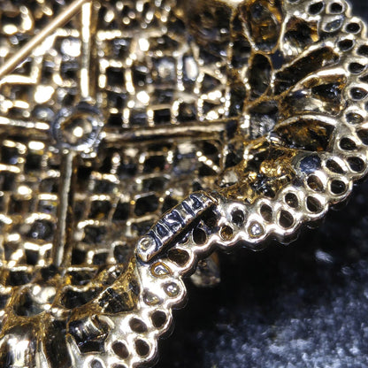 Lisner Light & Dark Topaz Rhinestone Domed Brooch, 1960s Vintage Jewelry