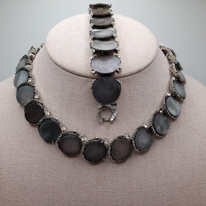 Vintage Lisner Mother of Pearl Necklace Bracelet Set, 1960s
