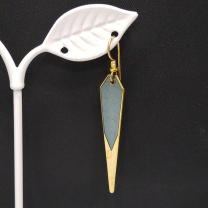 Vintage Laurel Burch Blue Long Earrings, Gold Plated