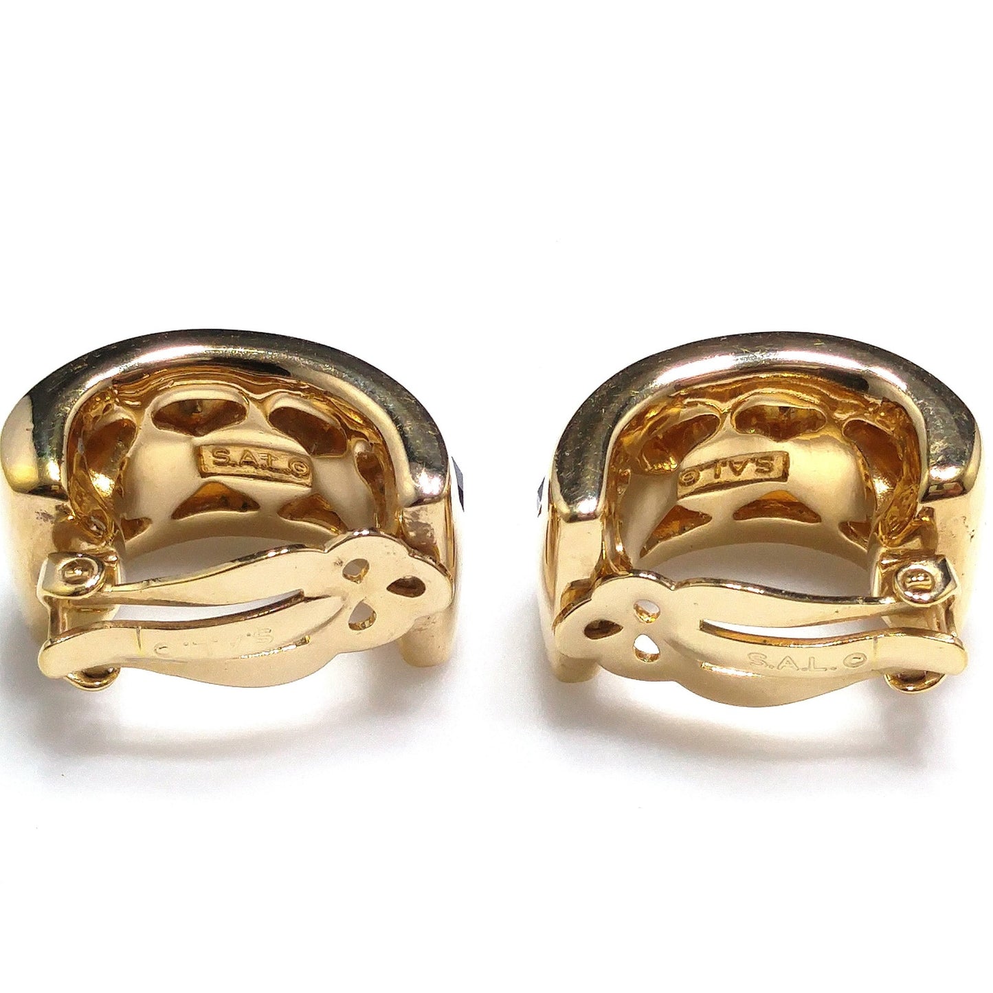 Vintage S.A.L. Swarovski Blue & Clear Rhinestone Clip Earring Hoops