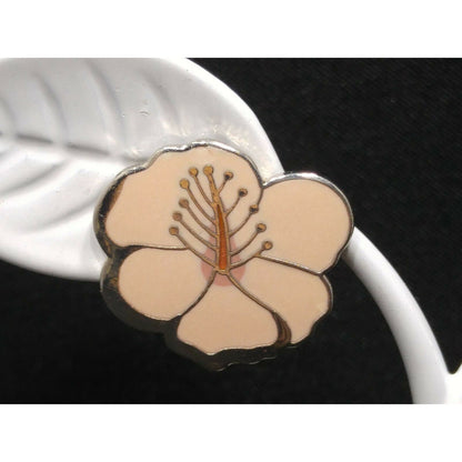 Laurel Burch "Hibiscus" Pink Post Earrings, Rhodium Plated Silver Tone, 1980s